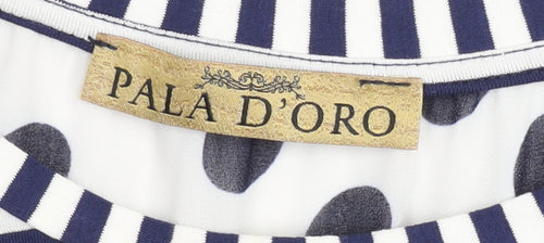 Pala D’Oro Women’s Blue Striped Polka Dot Jersey T-Shirt M