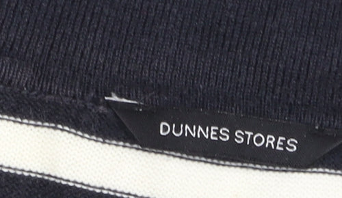 Dunnes Stores Women's Black & White Striped Polo Top Size 14-16