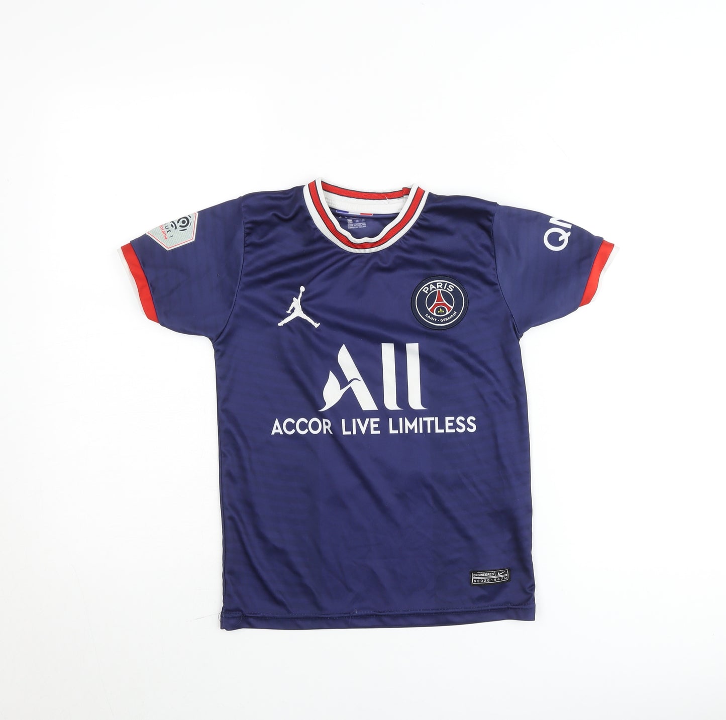 Jordan PSG Boys Blue Messi 30 Football Jersey T-Shirt Size 8 Years