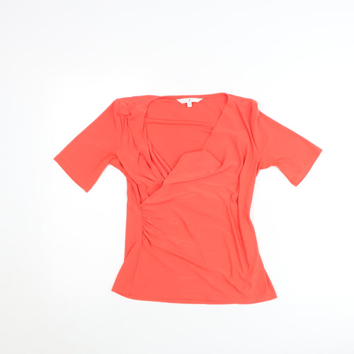 Jasper Conran Women’s Red Wrap Blouse Size 10 Short Sleeve
