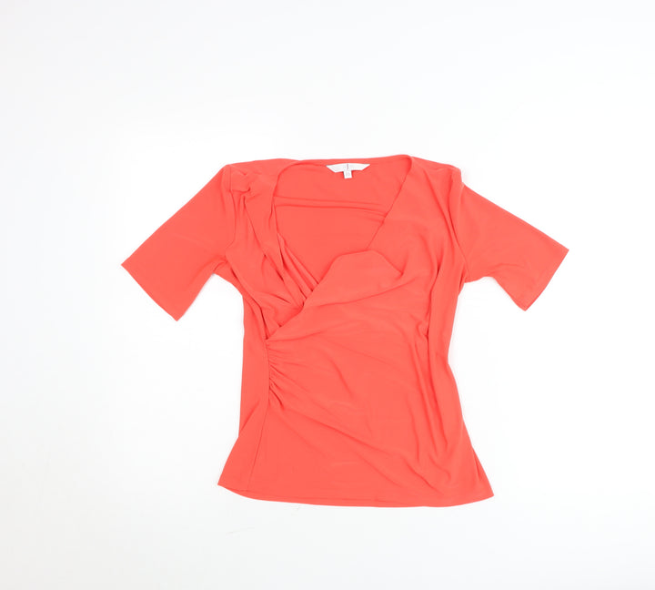 Jasper Conran Women’s Red Wrap Blouse Size 10 Short Sleeve