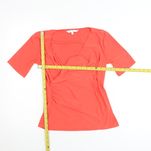 Jasper Conran Women’s Red Wrap Blouse Size 10 Short Sleeve