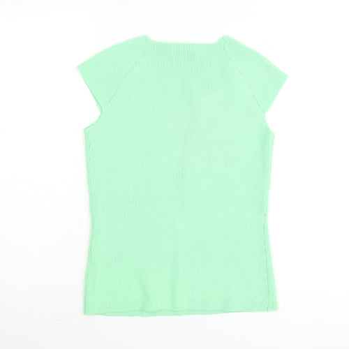 Gallery Womens Green Knit Short Sleeve Sweetheart Neck T-Shirt S