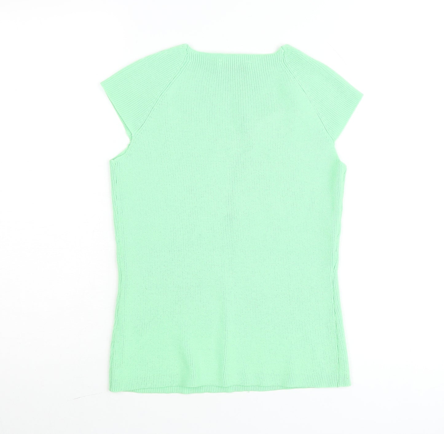 Gallery Womens Green Knit Short Sleeve Sweetheart Neck T-Shirt S