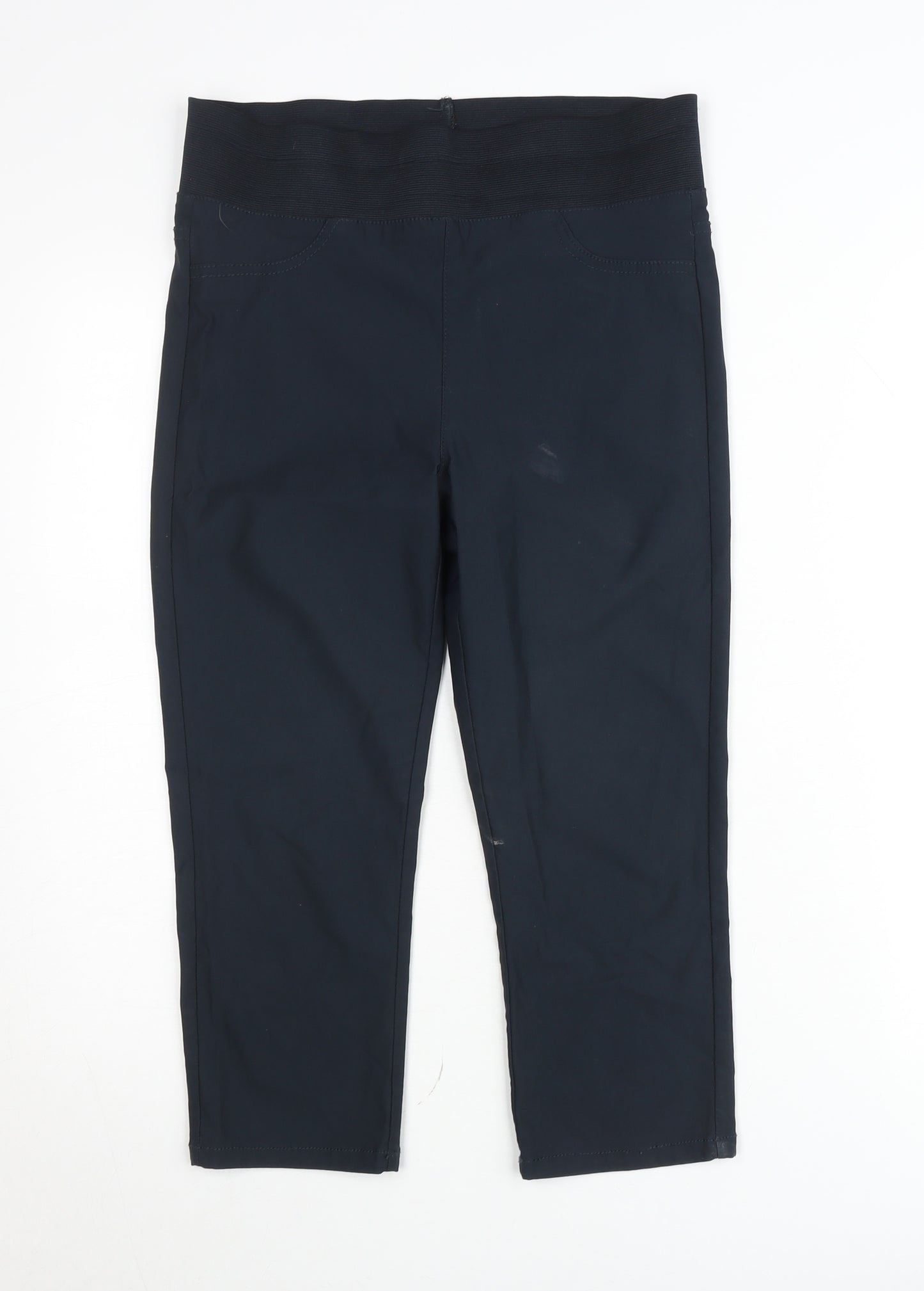 Freequent Womens Black Cropped Slim Fit Stretch Trousers Size 14