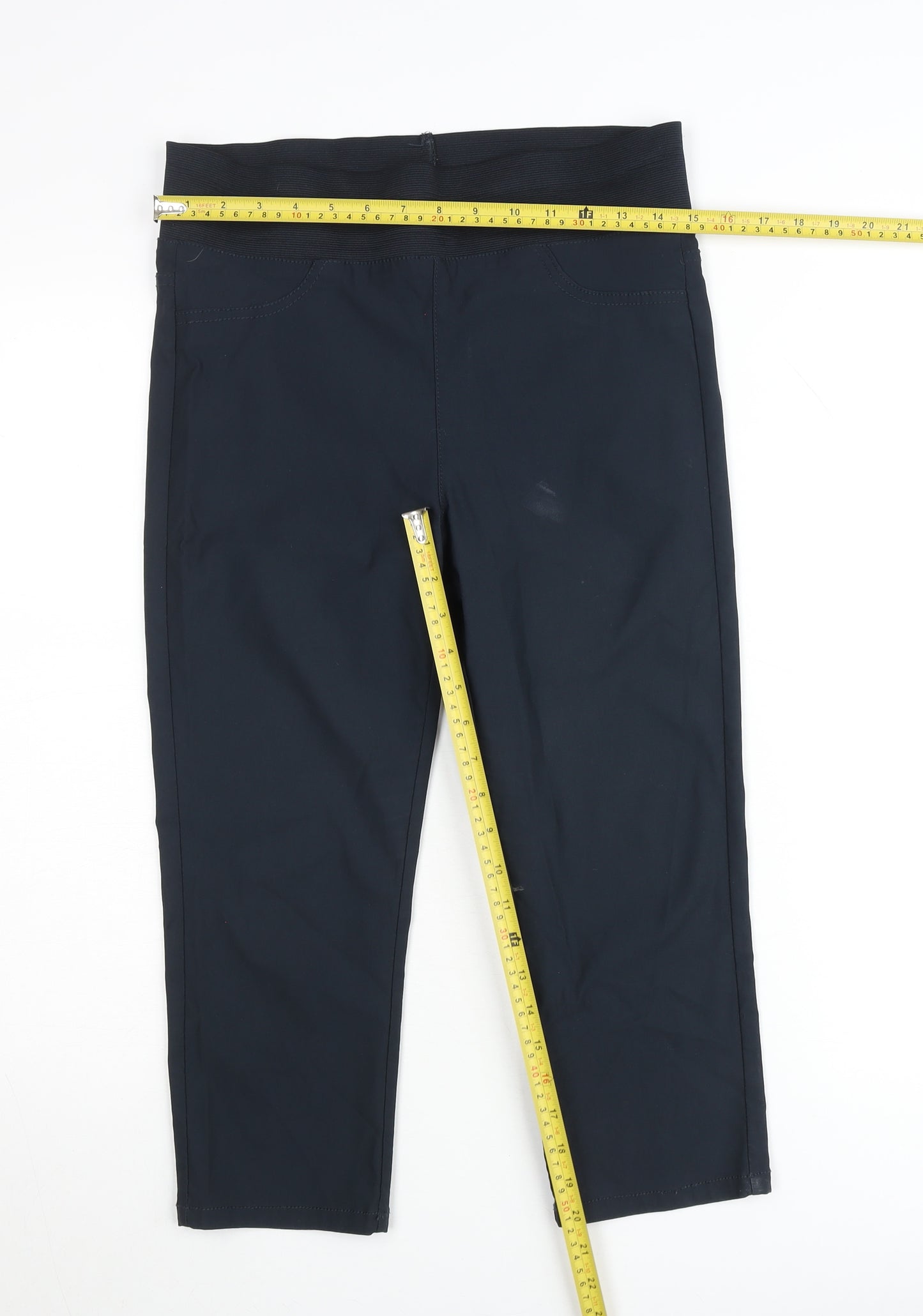 Freequent Womens Black Cropped Slim Fit Stretch Trousers Size 14