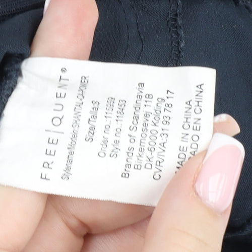 Freequent Womens Black Cropped Slim Fit Stretch Trousers Size 14