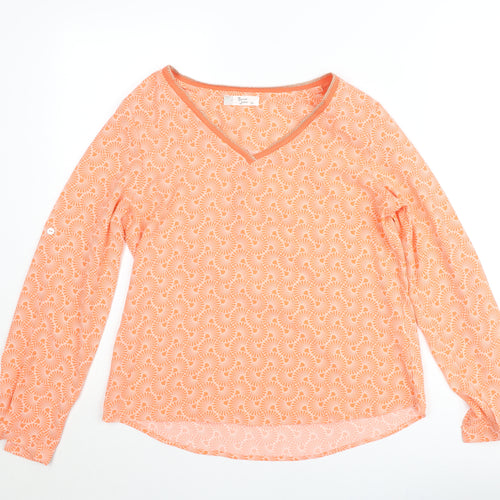 Sarah John Women's Orange Geometric Viscose Tunic Blouse M