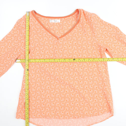 Sarah John Women's Orange Geometric Viscose Tunic Blouse M
