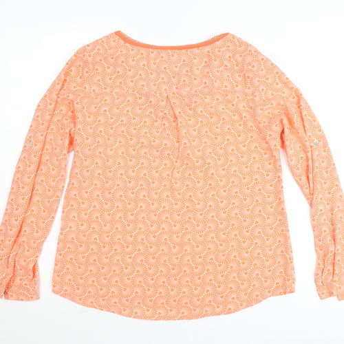 Sarah John Women's Orange Geometric Viscose Tunic Blouse M