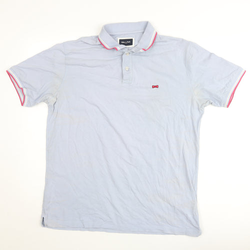 Eden Park Men's Blue Cotton Polo Shirt L Collared Short Sleeve