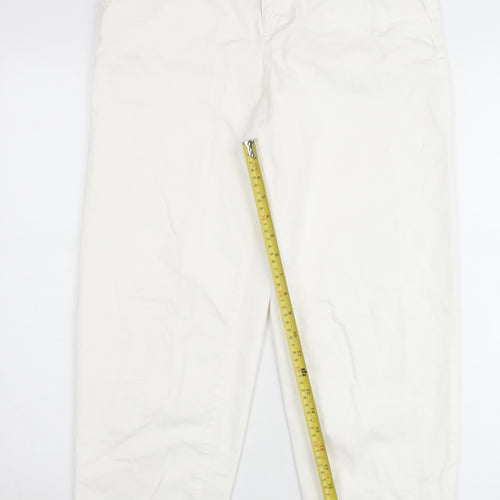ZARA Women Ivory Tapered Cotton Stretch Jeans Size 8 Regular