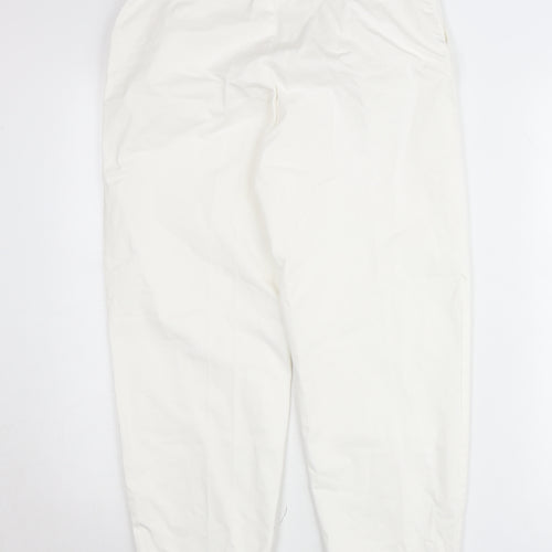 ZARA Women Ivory Tapered Cotton Stretch Jeans Size 8 Regular