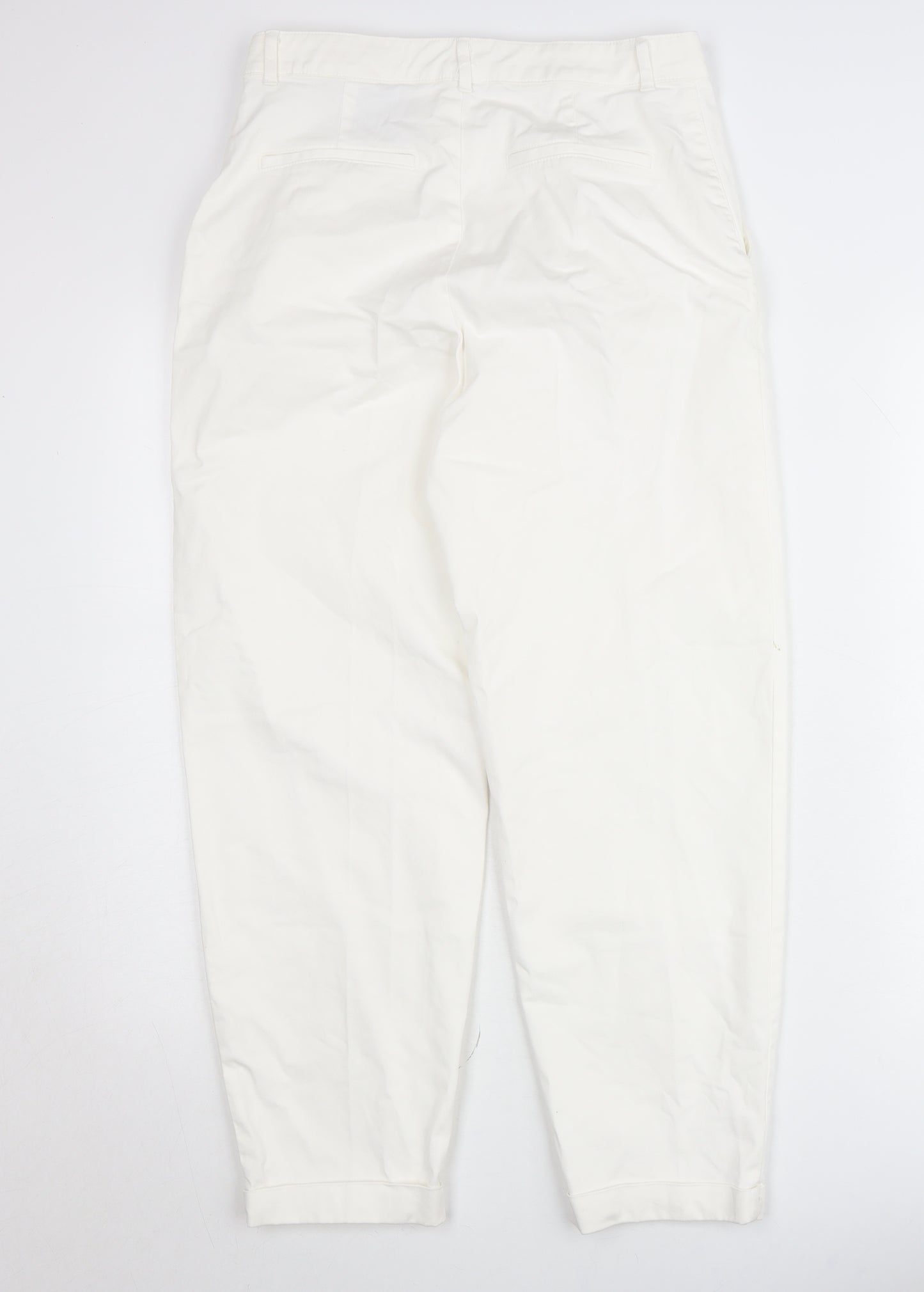 ZARA Women Ivory Tapered Cotton Stretch Jeans Size 8 Regular