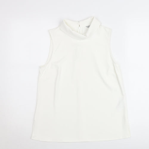 H&M Women's White High Neck Sleeveless Blouse Size 10