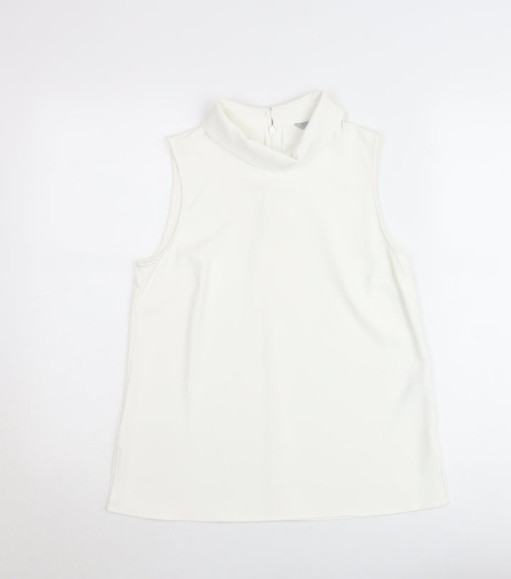 H&M Women's White High Neck Sleeveless Blouse Size 10