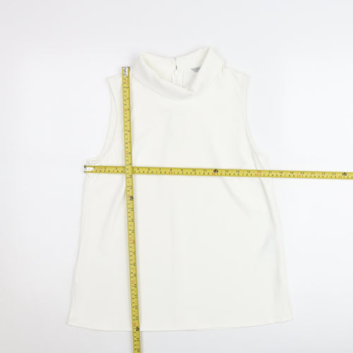 H&M Women's White High Neck Sleeveless Blouse Size 10