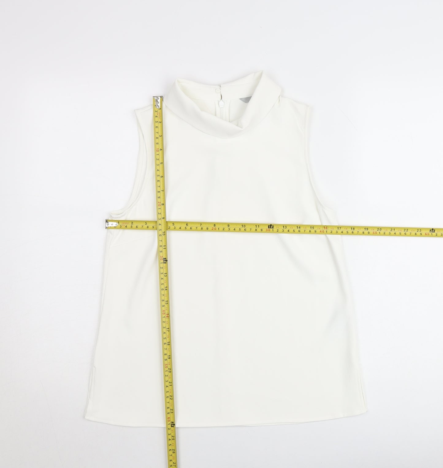H&M Women's White High Neck Sleeveless Blouse Size 10