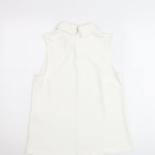H&M Women's White High Neck Sleeveless Blouse Size 10