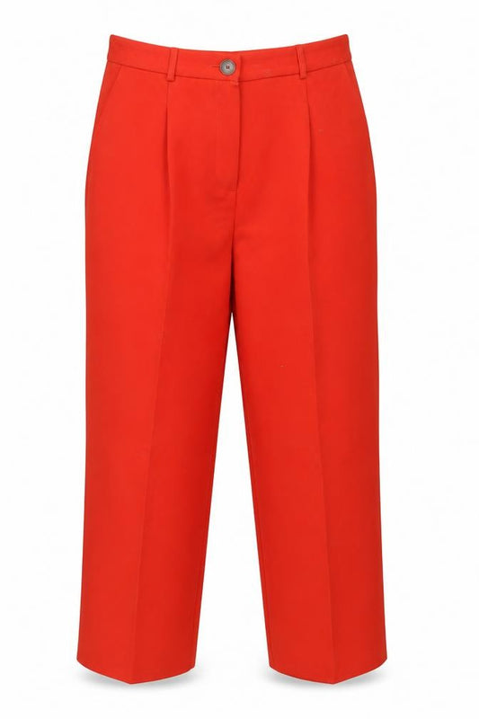 Front view of Primark Women’s Red Cropped Trousers, size UK 14, Polyester Blend