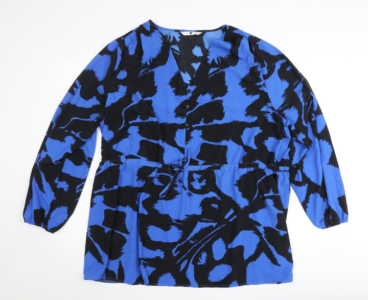 Very Women's Blue Animal Print Tunic Blouse Size 12