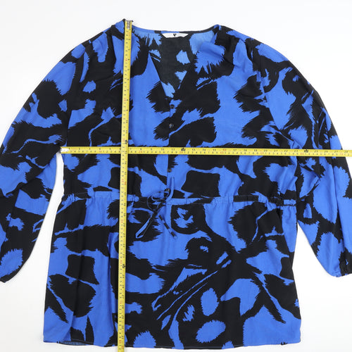 Very Women's Blue Animal Print Tunic Blouse Size 12
