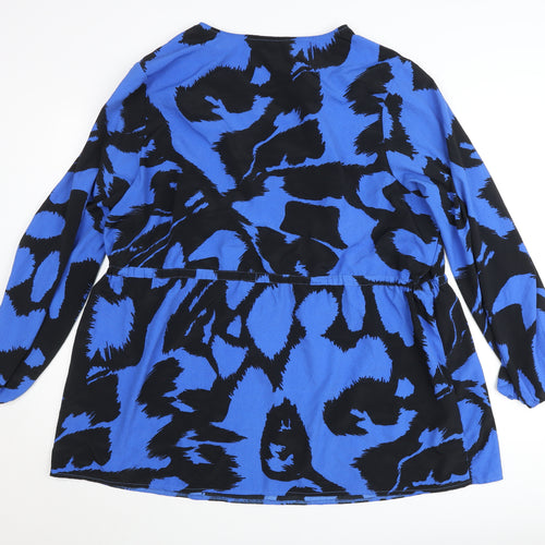 Very Women's Blue Animal Print Tunic Blouse Size 12