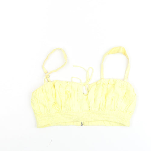 Oh Polly Women’s Yellow Camisole Crop Top UK 10 Summer Zip Back