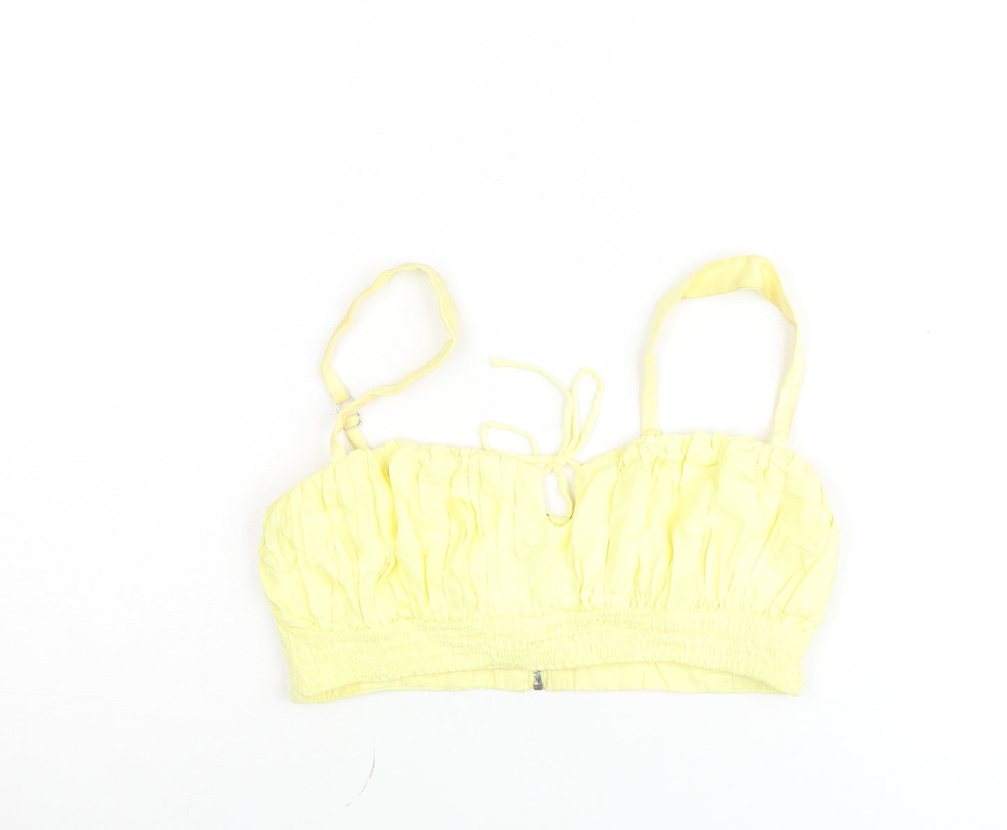 Oh Polly Women’s Yellow Camisole Crop Top UK 10 Summer Zip Back
