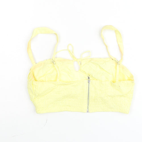 Oh Polly Women’s Yellow Camisole Crop Top UK 10 Summer Zip Back