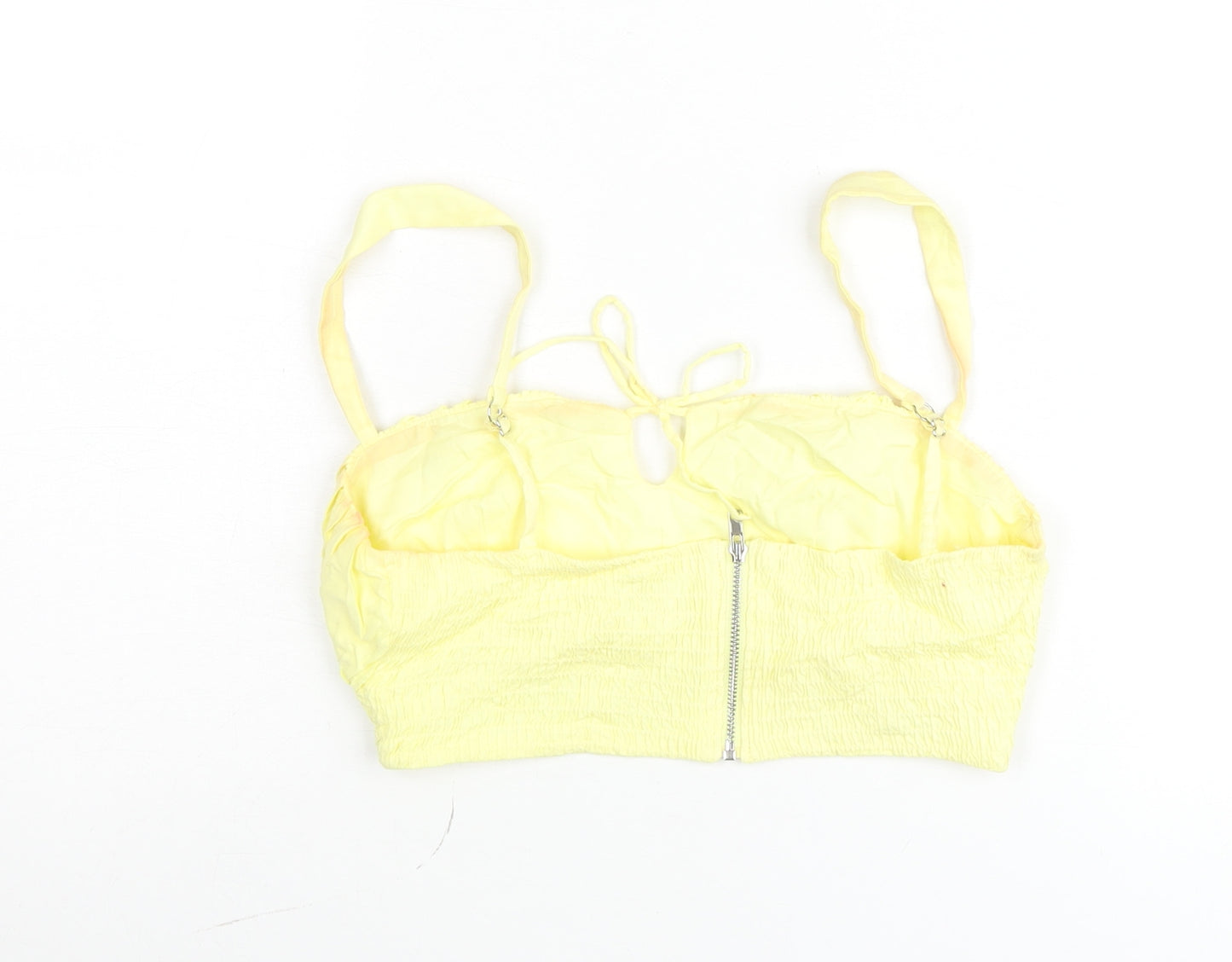 Oh Polly Women’s Yellow Camisole Crop Top UK 10 Summer Zip Back