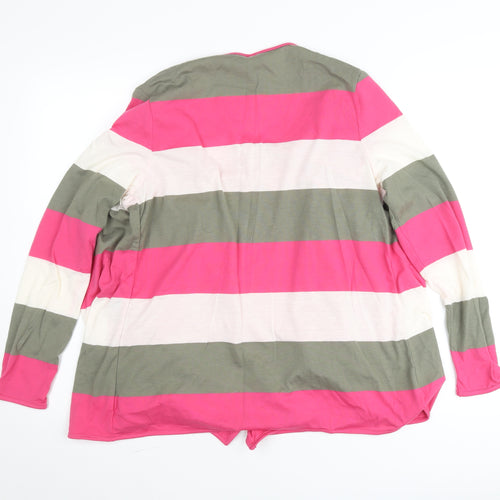 Paco Collection Women’s Pink Striped Long Sleeve Open Cardigan L