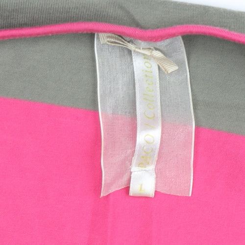 Paco Collection Women’s Pink Striped Long Sleeve Open Cardigan L