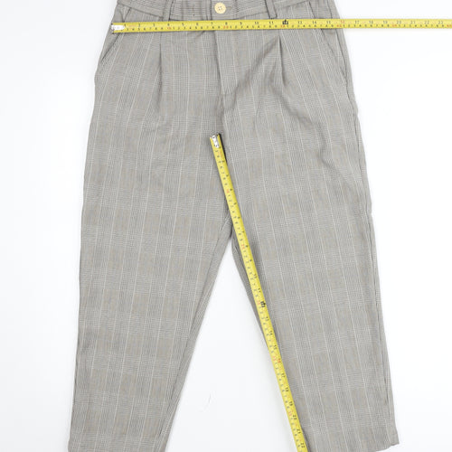 Jack & Jones Men’s Grey Check Chino Trousers Size M Regular Fit