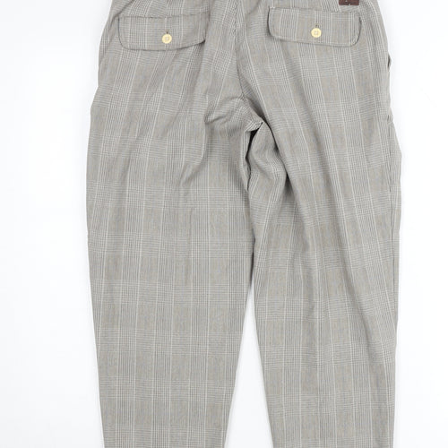 Jack & Jones Men’s Grey Check Chino Trousers Size M Regular Fit