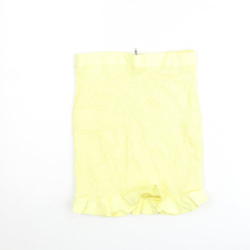 Oh Polly Women's Yellow Short Ruffle Stretch Skirt Size 10