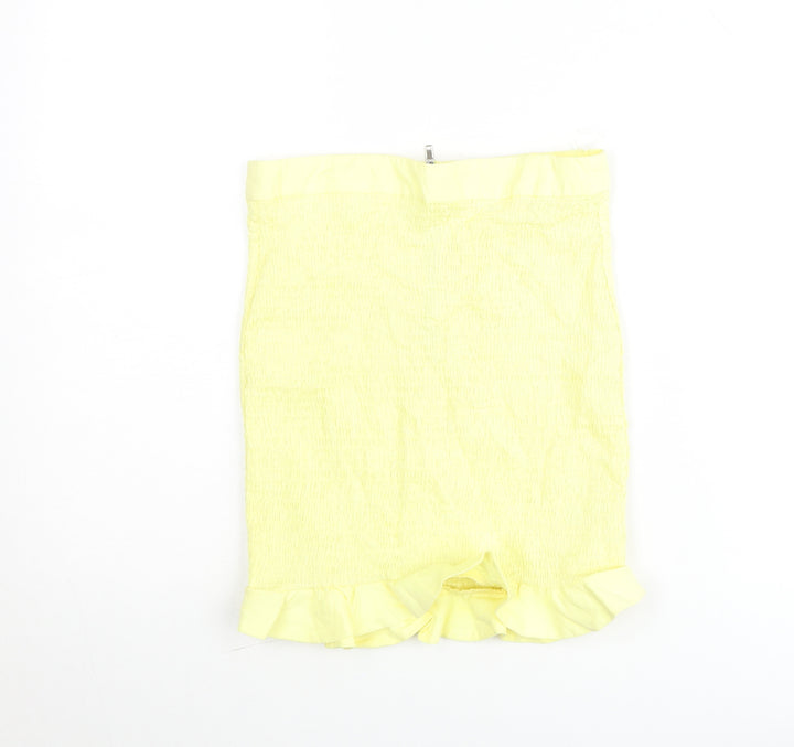 Oh Polly Women's Yellow Short Ruffle Stretch Skirt Size 10