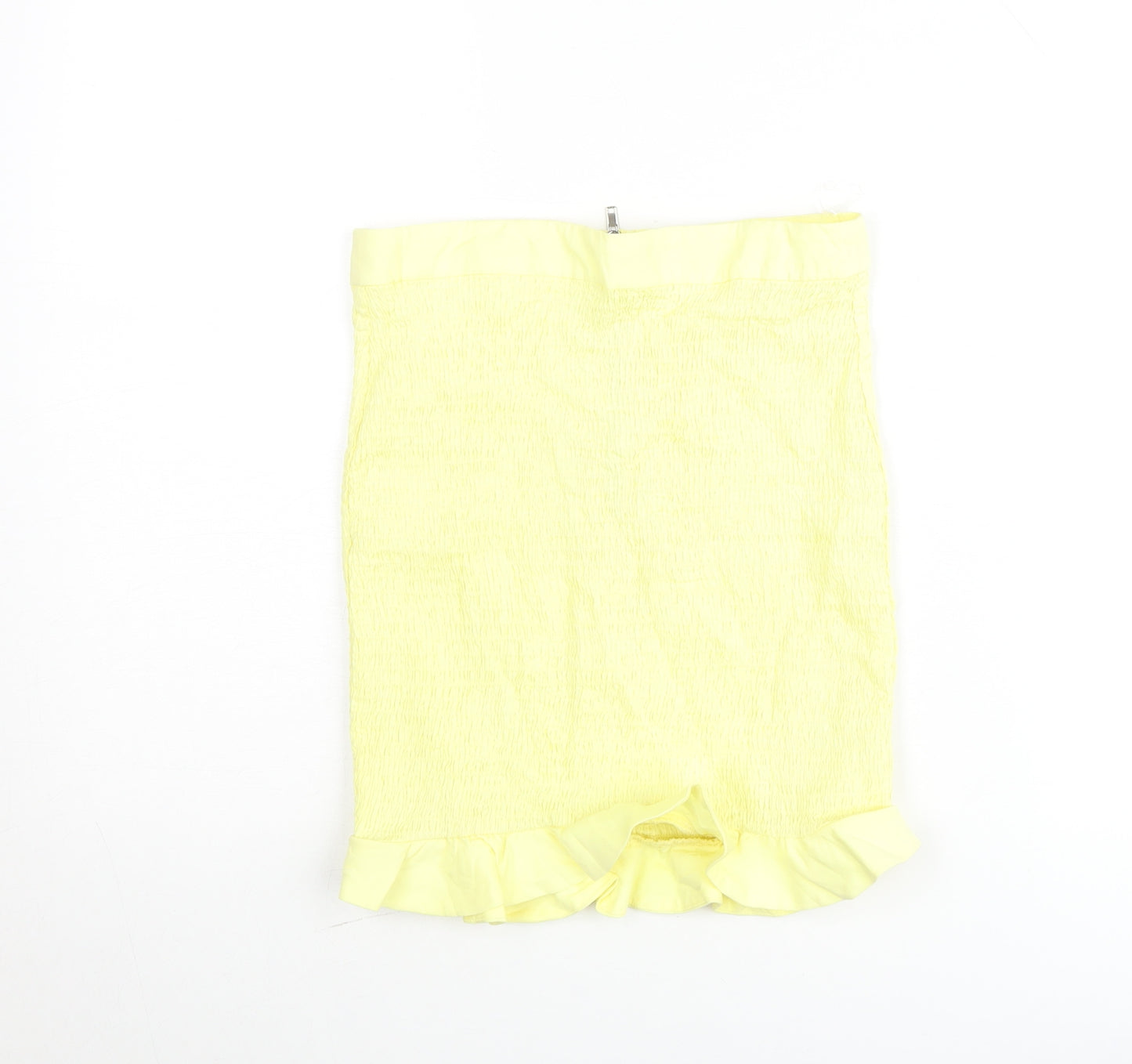 Oh Polly Women's Yellow Short Ruffle Stretch Skirt Size 10