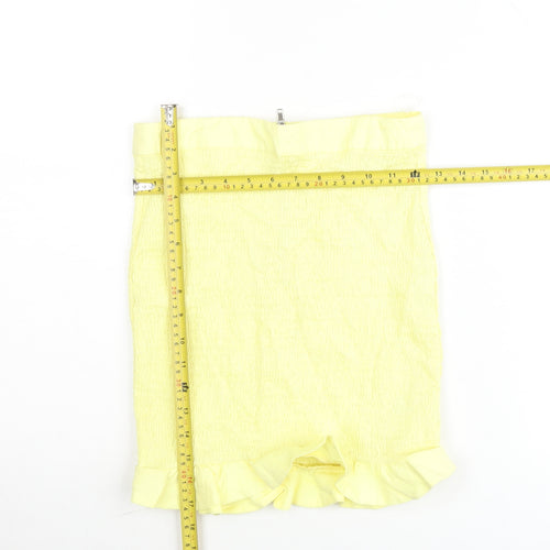 Oh Polly Women's Yellow Short Ruffle Stretch Skirt Size 10
