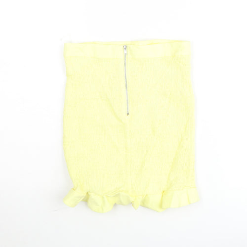 Oh Polly Women's Yellow Short Ruffle Stretch Skirt Size 10