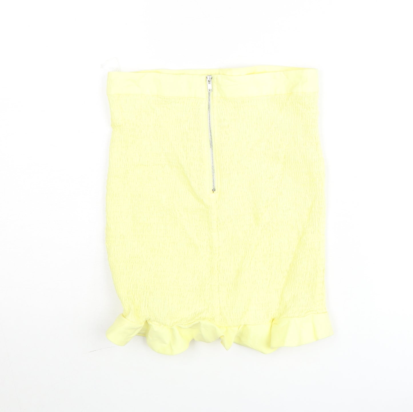 Oh Polly Women's Yellow Short Ruffle Stretch Skirt Size 10