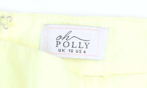 Oh Polly Women's Yellow Short Ruffle Stretch Skirt Size 10