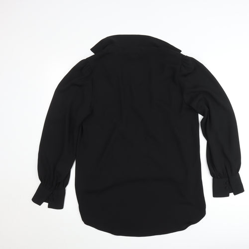 River Island Women Black Wrap Blouse Size 12 Long Sleeve