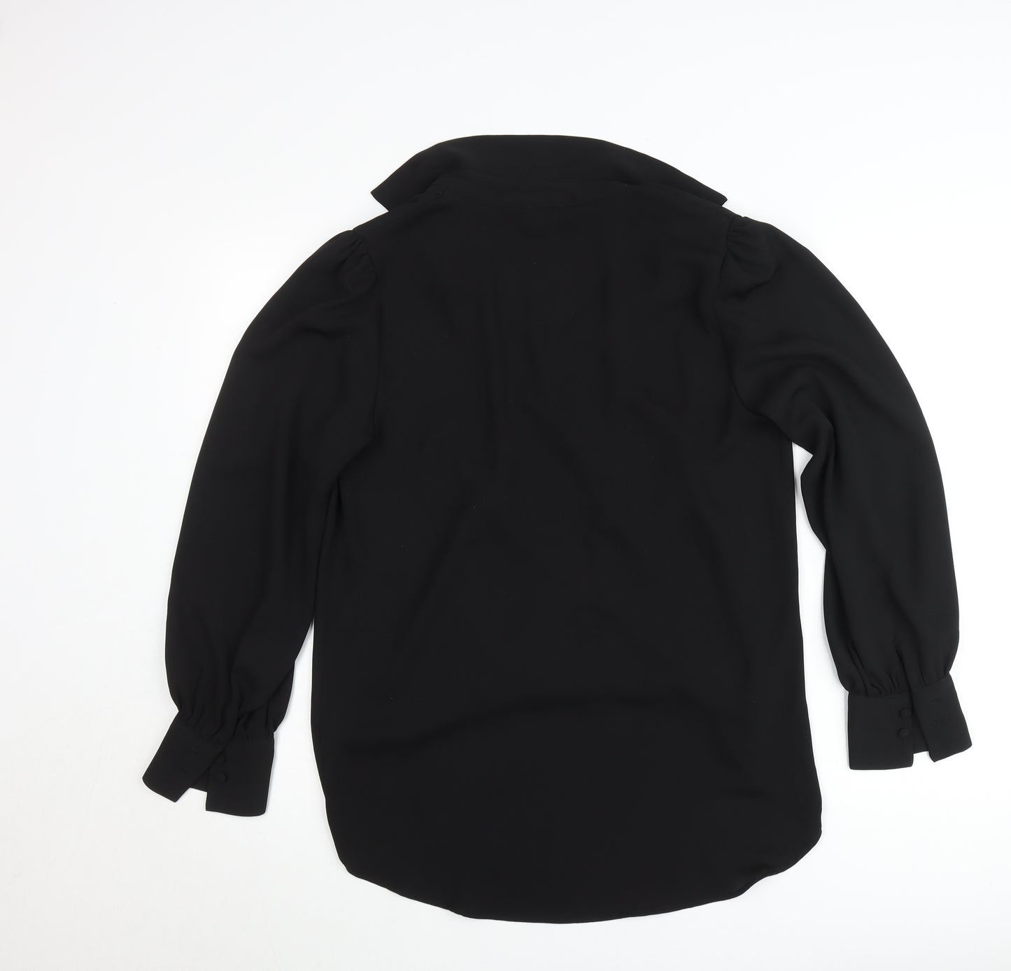 River Island Women Black Wrap Blouse Size 12 Long Sleeve