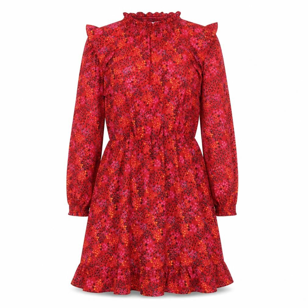 Savida Womens Red Floral A-Line Short Dress Size 12