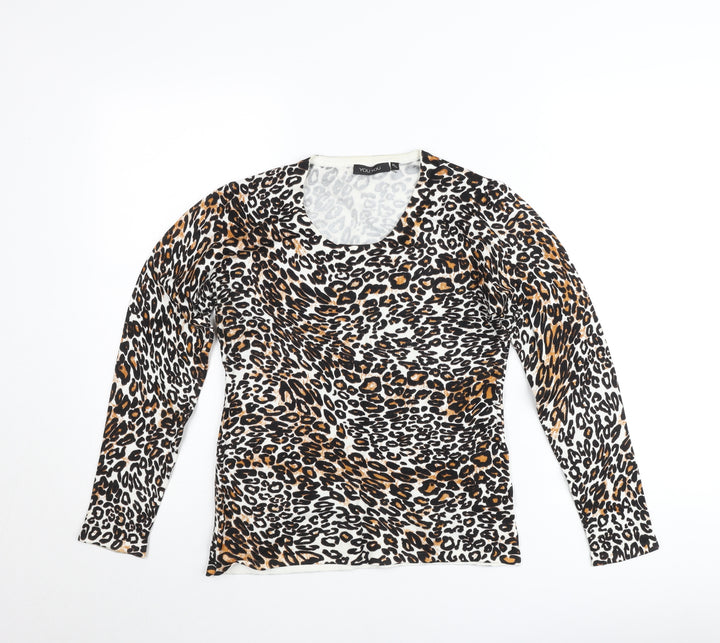 YOU YOU Womens Multicoloured Leopard Print Long Sleeve Pullover Jumper M