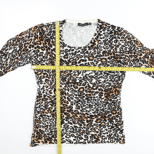 YOU YOU Womens Multicoloured Leopard Print Long Sleeve Pullover Jumper M