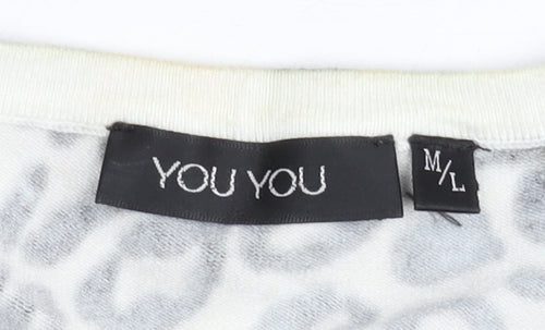 YOU YOU Womens Multicoloured Leopard Print Long Sleeve Pullover Jumper M