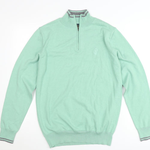 Padraig Harrington Men's Green 1/4 Zip Sweatshirt Small Cotton Blend