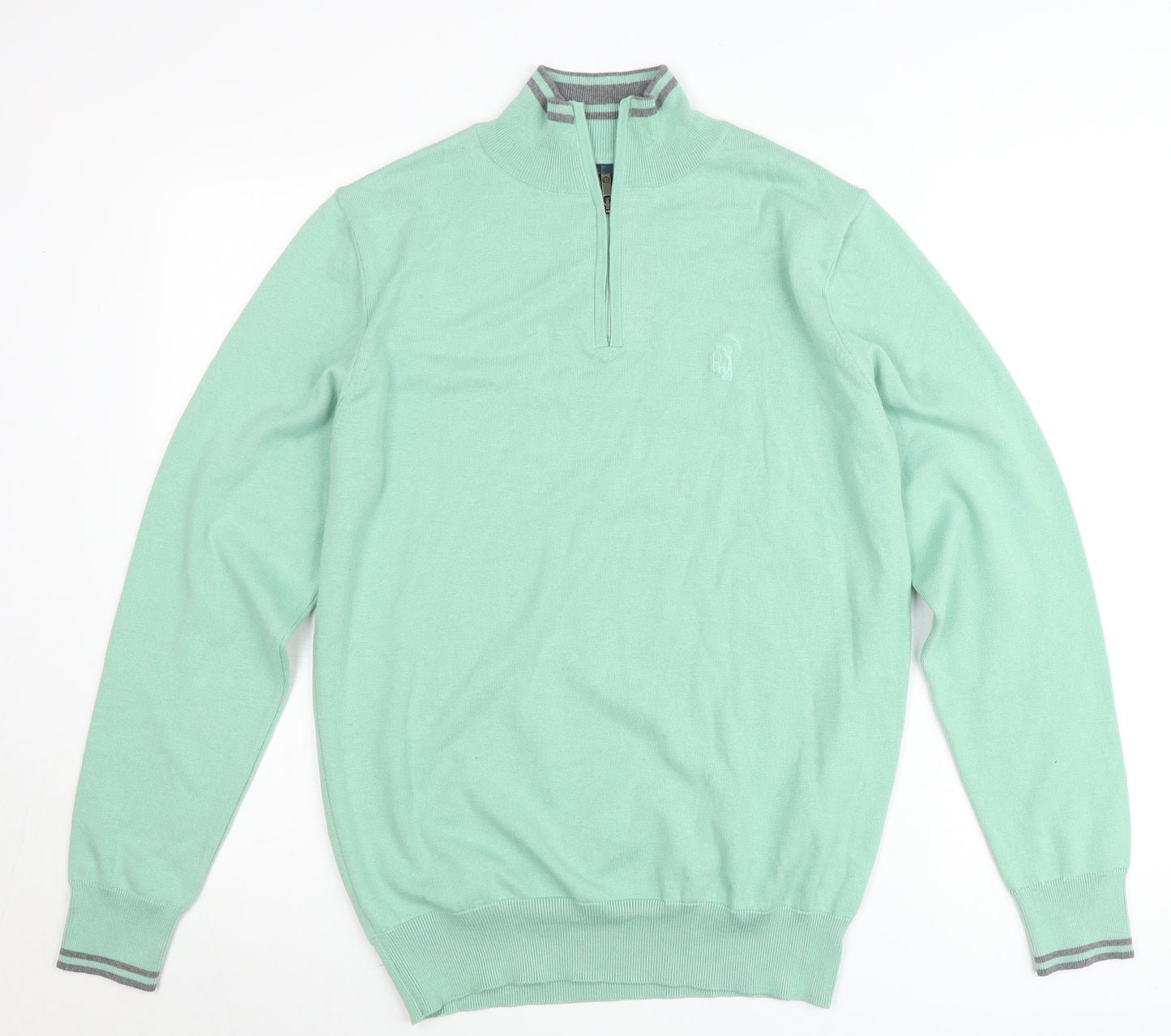Padraig Harrington Men's Green 1/4 Zip Sweatshirt Small Cotton Blend